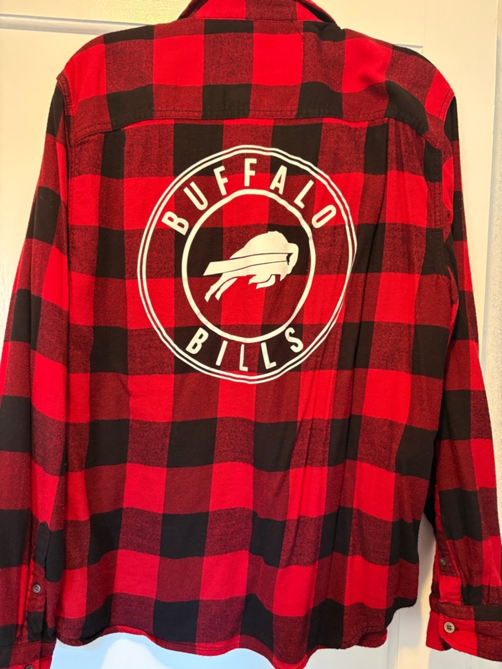 Buffalo Bills Red & Black Plaid Flannel Shirt